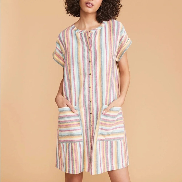NWT Lou & Grey Striped Pocket Shirtdress - Picture 1 of 8